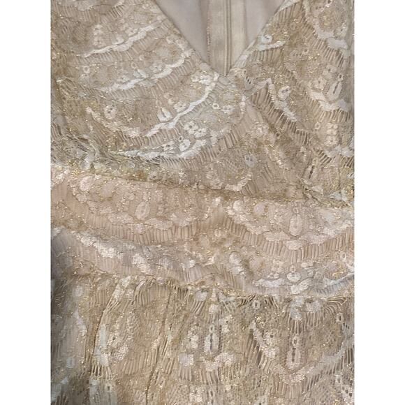 Betsey Johnson Lace Gold Metallic Dress Fairy 90s Babydoll ~ Sz 6 ~ So Glam! - Picture 8 of 9